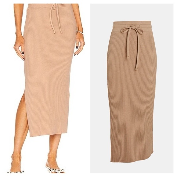 The Range / Primary Rib Drawstring Midi Skirt in Tan Stretch light tawny XS - Picture 1 of 8